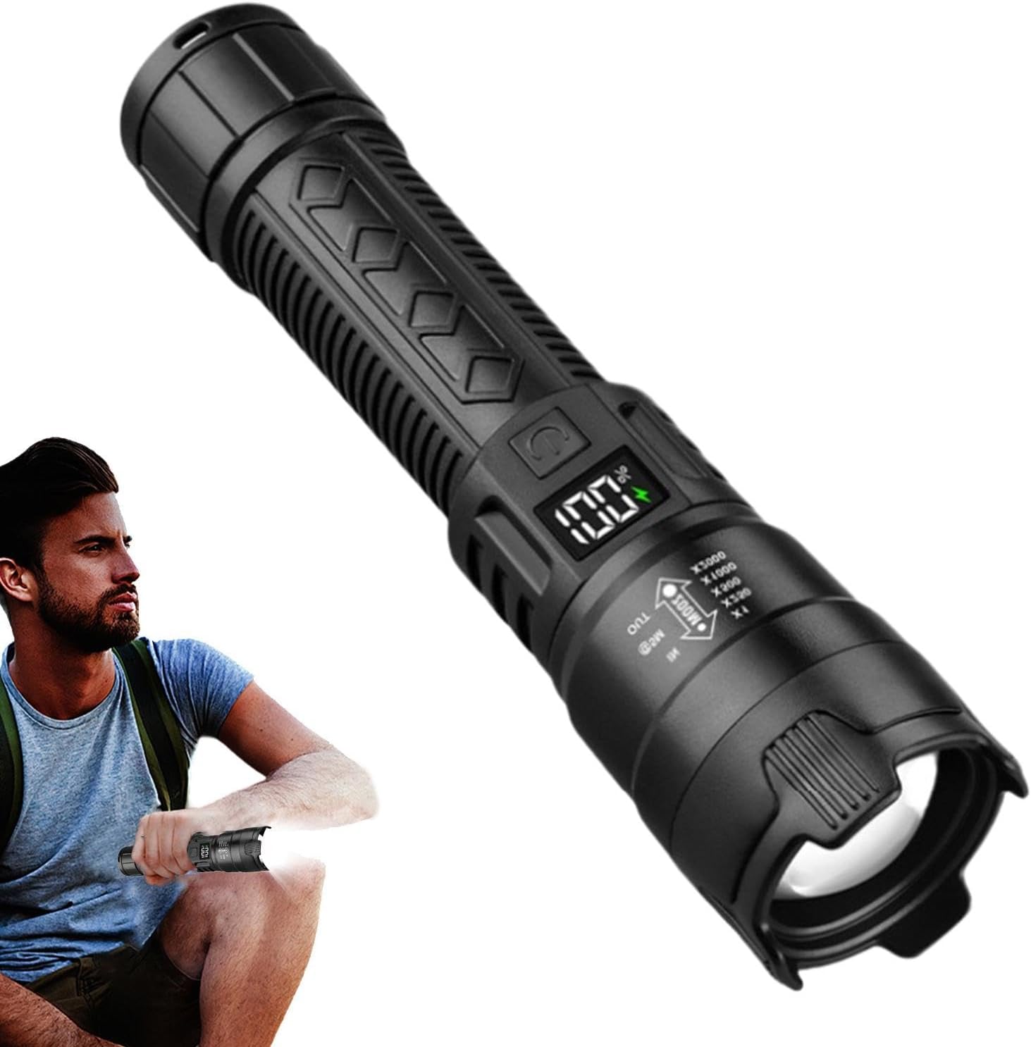 Tactical Flashlight Rechargeable - التكتيكية مصباح ليد جيب 2000LM USB