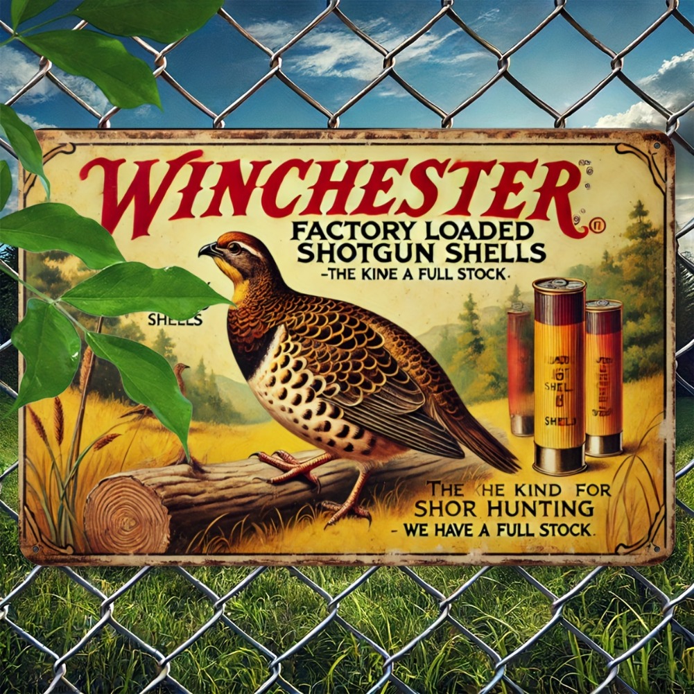 Hunting Quail - لافتة معدنية - لوحة معدنية عتيقة