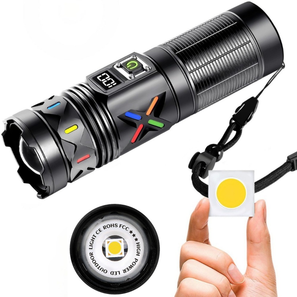 Tactical Flashlight Rechargeable - مصباح يدوي LED عالي القوة قابل