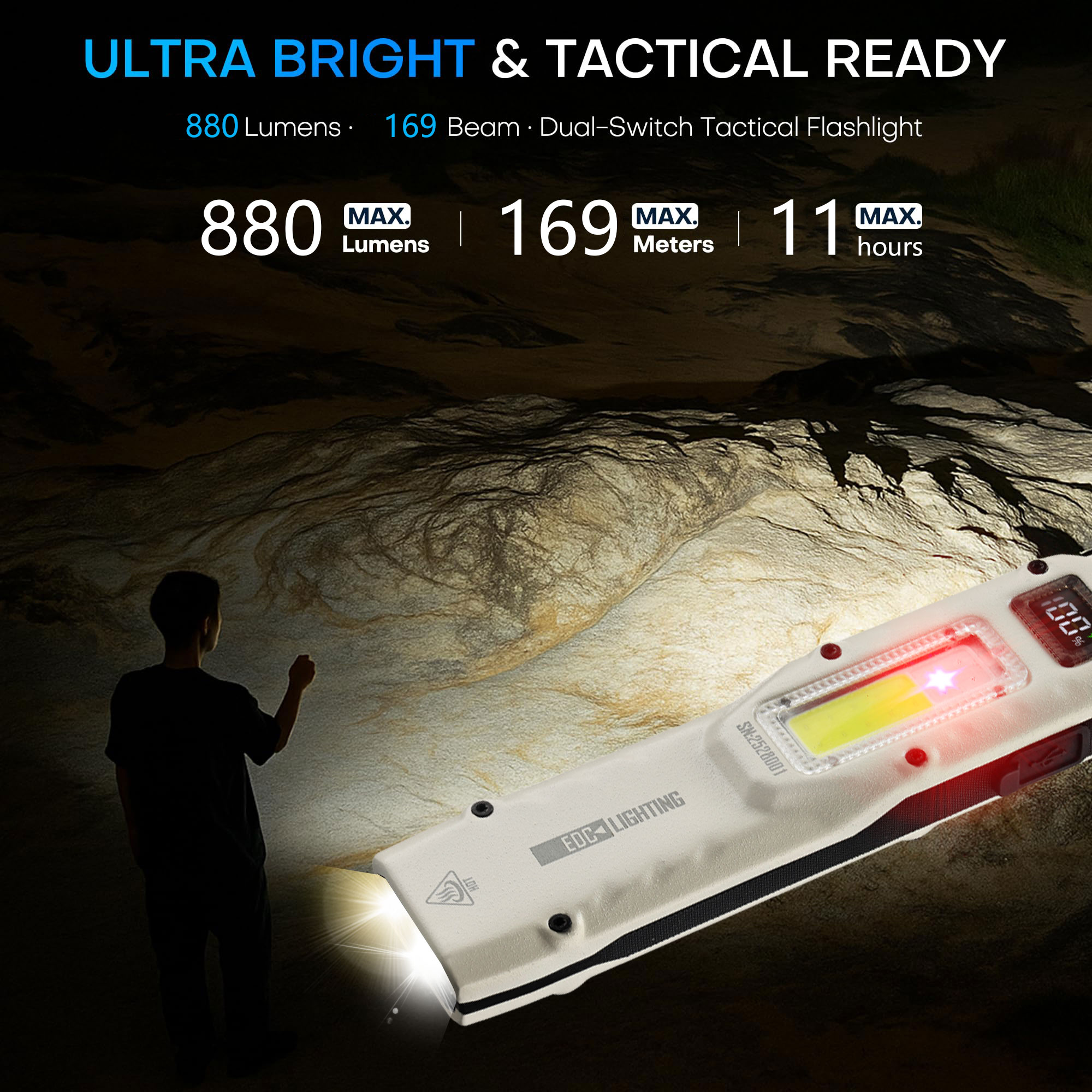 المحمولة 880LM YEMAO M28 رقيقة - مراجعة Tactical Flashlight Rechargeable وسعره