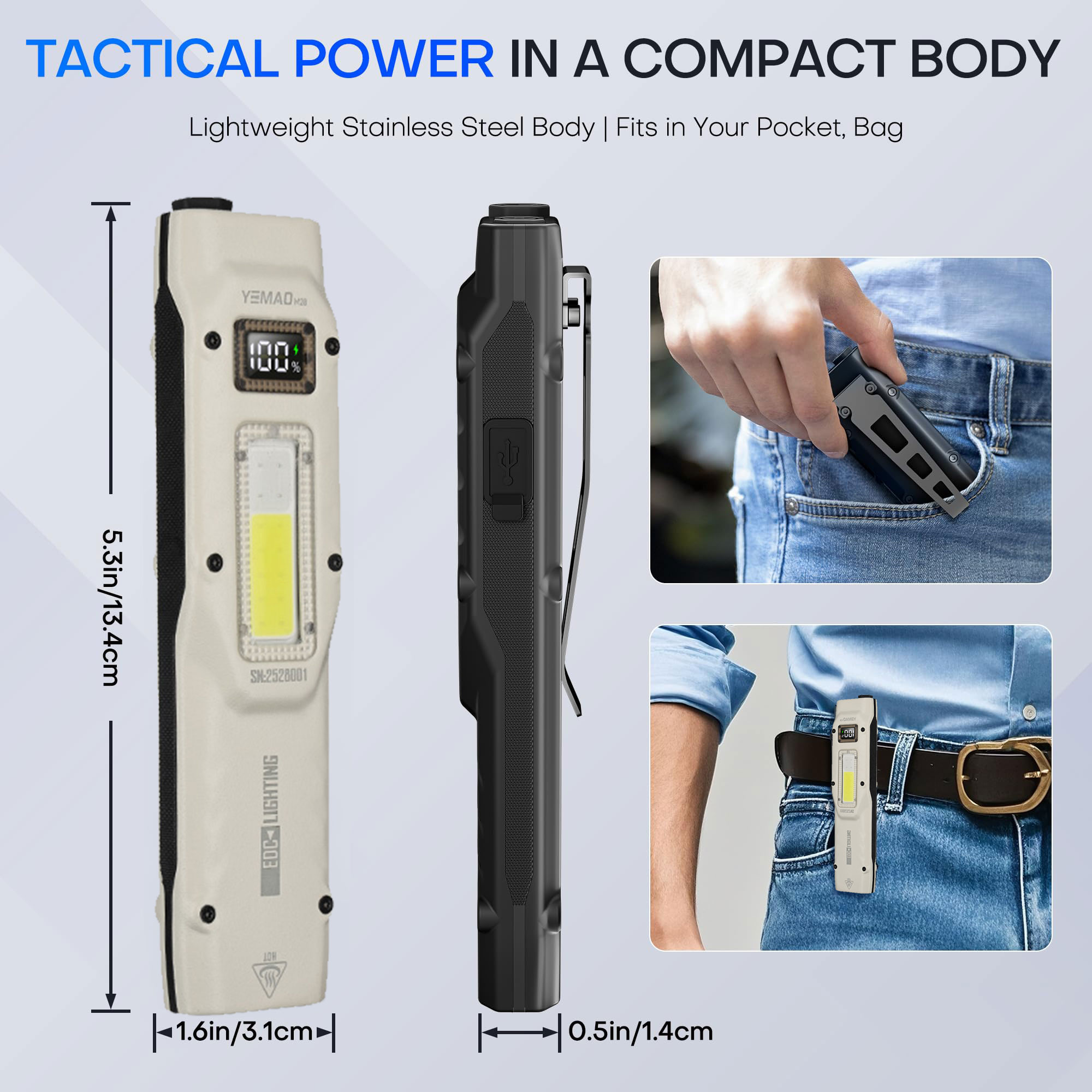 المحمولة 880LM YEMAO M28 رقيقة - مراجعة Tactical Flashlight Rechargeable وسعره