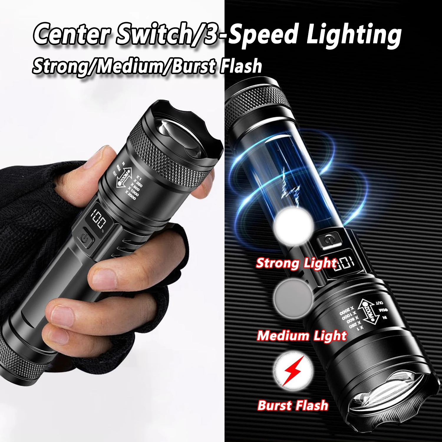 TY-908M مصباح ليد جيب 2000LM ن - مراجعة Tactical Flashlight Rechargeable وسعره