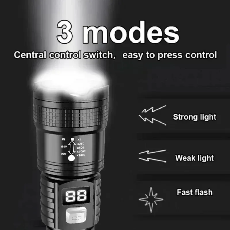 مصباح يدوي فائق السطوع بقوة 10 - مراجعة Tactical Flashlight Rechargeable وسعره