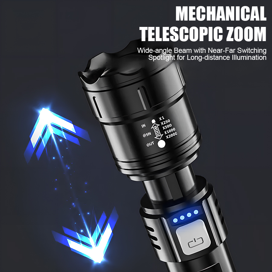 مصباح يدوي LED عالي القوة P50  - مراجعة Tactical Flashlight Rechargeable وسعره