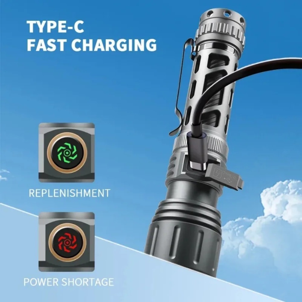 مصباح يدوي فائق السطوع محمول ق - مراجعة Tactical Flashlight Rechargeable وسعره