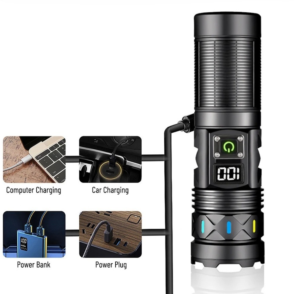 مصباح يدوي LED عالي القوة قابل - مراجعة Tactical Flashlight Rechargeable وسعره
